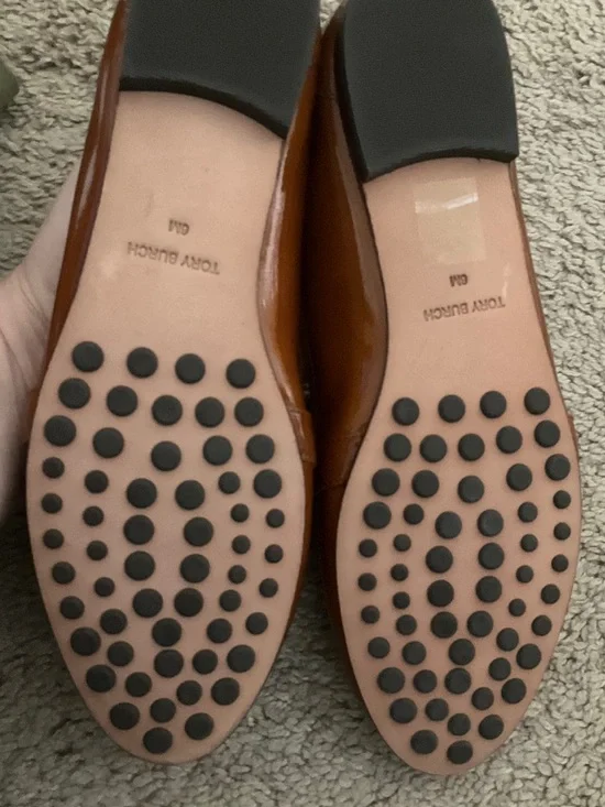 TORY BURCH GEORGIA LOAFER PATENT LEATHER IN TAN CUOIO US SIZE 6 - Picture 5 of 6